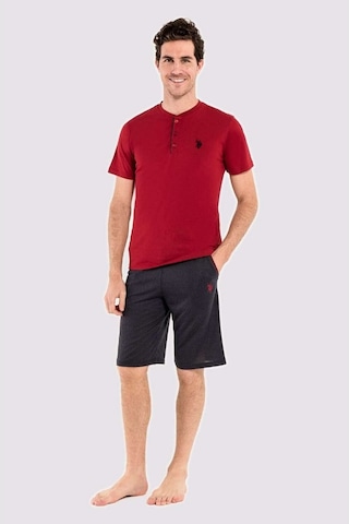 U.S. Polo Assn. Erkek Bordo 3 lü Pijama Takım 12005 Bordo