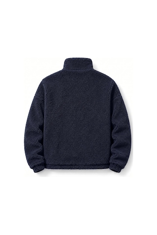 Genius Store Oversize Peluş Erkek İçi Polarlı Tam Fermuarlı Sherpa Sonbahar Kış Kadın Polar Sweatshirt Oversıze-pelus Lacivert