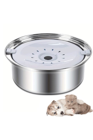 Ecronicword Paslanmaz Çelik Evcil Hayvan Su Kabı Kediler Köpekler 2.5l W13