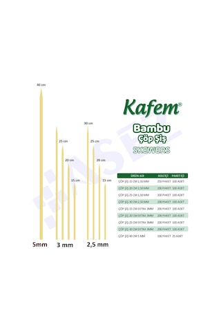Kafem Bambu Çöp Şiş 15 CM 100Lü x 50 Paket