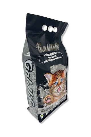 Goldlife Aktif Karbonlu Topaklaşan İnce Taneli Doğal Bentonit Kedi Kumu 10 L