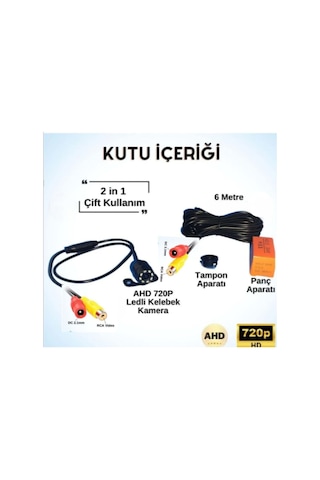 Bawerlink Bw-47 720p Ahd Kelebek Araç Geri Görüş Kamerası Beyaz Ledli Ip68 Su Geçirmez 170 Geniş Açı