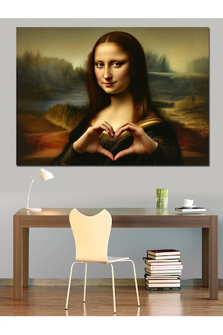 Mona Lisa Kalp Yapan Dekoratif Kanvas - Mdf Ahşap Tablo