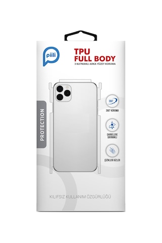 Piili Apple iPhone Uyumlu 15 Pro Max Tpu Full Body Arka Yüzey Koruyucu