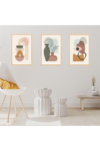 3'lü Bohem Çiçek Ve Geometrik Desen Foreks Tablo