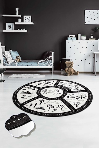 Black Cıty Çocuk Ve Bebek Halısı Yıkanabilir ,kaymaz Taban Leke Tutmaz Djth No Color