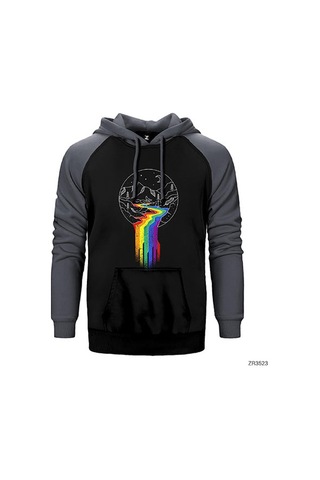 Gökkuşağı Akışı Sarı Renk Reglan Kol Sweatshirt / Hoodie