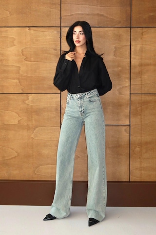 Lacarino 7937 Wıde Leg Kadın Jean Pantolon Lıght Green
