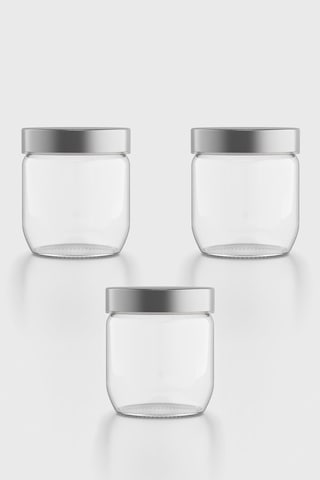Renga Voca 425 Ml Metal Kapaklı 3'lü Cam Kavanoz Seti 131082 Gümüş