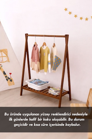 Ahşap Ayaklı Elbise Askısı, Bebek Ve Çocuk Askılığı, Çok Amaçlı Dolap Ve Konfeksiyon Askılık Ceviz
