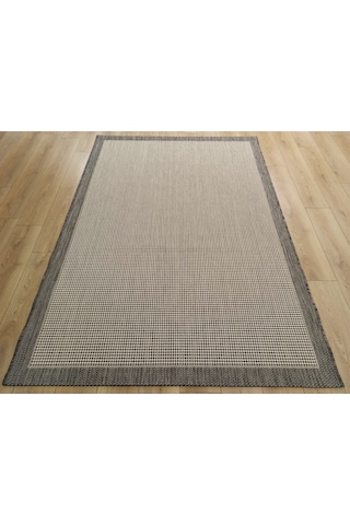 Çam Halı Sisal 9313 Gri / Beyaz Bordürlü Jüt Sisal Kilim