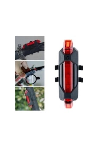 Şarjlı Bisiklet Işığı Led Çok Fonksiyonlu Usb Girişli - Kırmızı