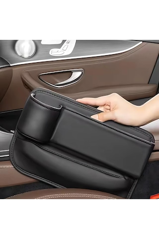 Polham 2 Adet Set Deri Araç İçi Ön Koltuk Yanı Organizer, Telefon, Cüzdan, Bardak Tutucu Düzenleyici Organizer