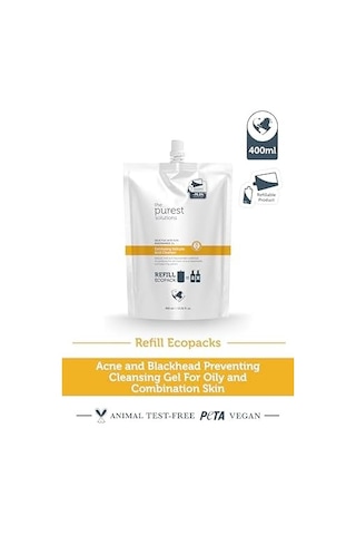 The Purest Solutions Sivilce Ve Siyah Nokta Karşıtı Yağlı Karma Ciltler Temizleme Jeli Ekolojik Yedek Paket 400 Ml