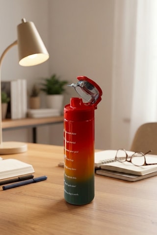 Renkli Cam Motivasyon Matarası 550 Ml Kırmızı