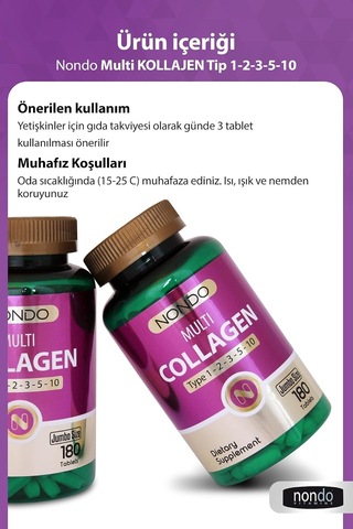 Multi Kolajen 180 Tablet Jumbo Boy 5 Çeşit Kolajen Tip 1-2-3-5-10 Hyalüronik Asit Çinko