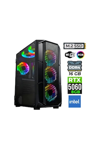 Xaser Neon-X150 i3-14100F 16 GB 512 GB M.2 NVMe SSD 8 GB RTX5060 Free Dos Masaüstü Oyuncu Bilgisayarı