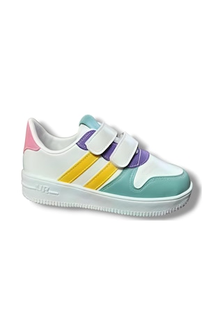 Papucumun Dünyası Günlük Bebek Çocuk Sneaker Cırt Cırt Bantlı Spor Ayakkabı Yürüyüş Ayakkabısı Beyaz - Pembe