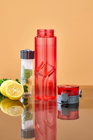 800 Ml Detoks Su Matarası Suluk Pipetli , Bpa Sız, Kilitli Ve Sızdırmaz Kapak - Kırmızı Kırmızı