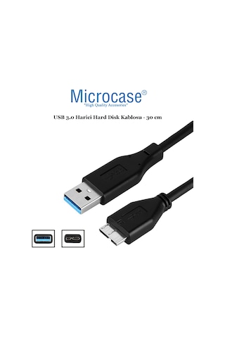 Microcase Usb 3.0 Harici Hdd Hard Disk Kablosu 30 Cm Siyah Al2612