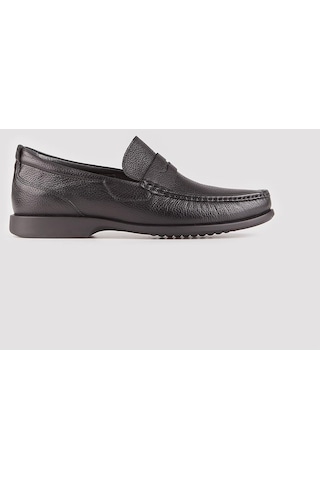 Cabani Matera Hakiki Deri Siyah Erkek Günlük Loafer Ayakkabı