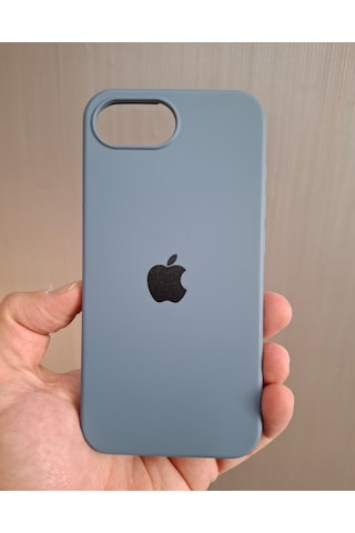 Apple Uyumlu iPhone 16e Logolu İçi Kadife Silikon Lansman Kılıf Füme
