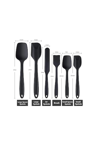 Kırmızı Wıkhostar 6 Parça Silikon Spatula Seti Gıda Sınıfı Yapışmaz Isıya Dayanıklı Spatula Turner Pişirme Pişirme Karıştırma Pişirme Araçları