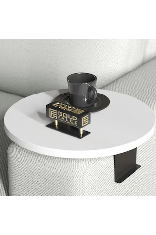 Reyo Falez Dekoratif Yan Sehpa Yuvarlak Beyaz