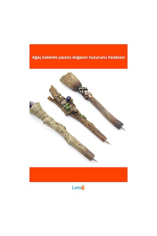 Ağaç Temalı Dayanıklı Polyester Tükenmez Kalem 16 Cm Çok Renkli
