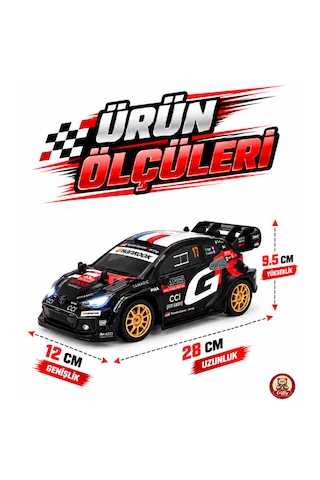 Oyuncak Uzaktan Kumandalı Toyota Gr Yaris 4x4 Drift Ralli Arabası 15 Km Hız Şarjlı Led Işıklı 7.4v 500 Mah Yedek Drift Tekerli Rc Araba Siyah