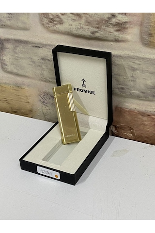 Promise Marka Sarı Gold Renk Gazlı İnce Kişiye Özel Çakmak