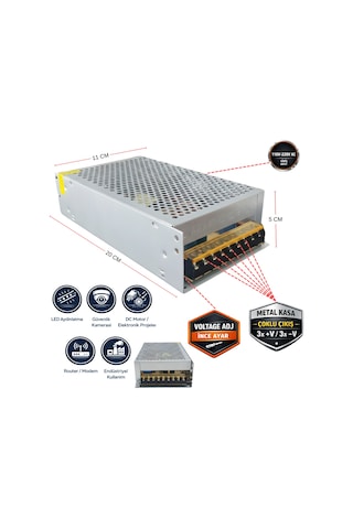 Peace B2882 12v 20a 250w Kalın Metal Kasa Dc Adaptör Endüstriyel Güç Kaynağı