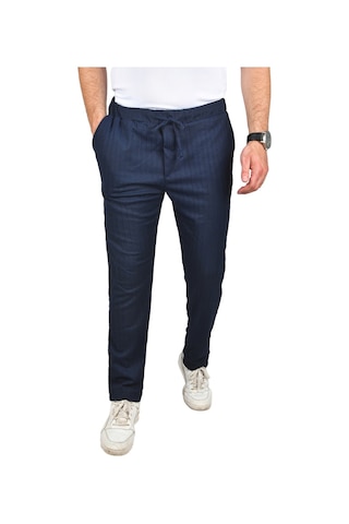 Deepsea Erkek Lacivert Rahat Kesim Örme Kumaş Beli Lastikli İnce Spor Pantolon 2502216 Lacivert