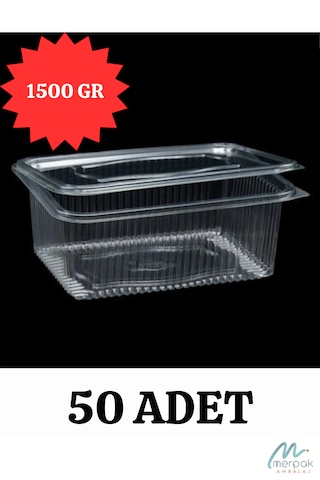 Plastik Kap Sızdırmaz 1500 Gr 50'li Kapaklı Saklama Kabı Sızdırmaz Kap Şeffaf Kullan At Kase