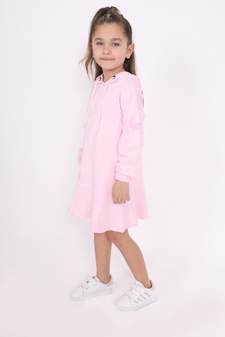 Toontoy Kız Çocuk Baskılı Elbise Açık Pembe