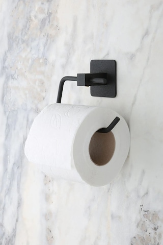 MultiStore Siyah Kare Yapışkanlı Uzun Havluluk / Açık Tuvalet Kağıtlığı 2li Banyo Düzenleyici Seti Siyah