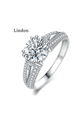 Lindon Klasik Bakır Alaşım Zirkon Yüzük Bayanlar Takı Düğün Promise Parti Hediye 18 Gümüş