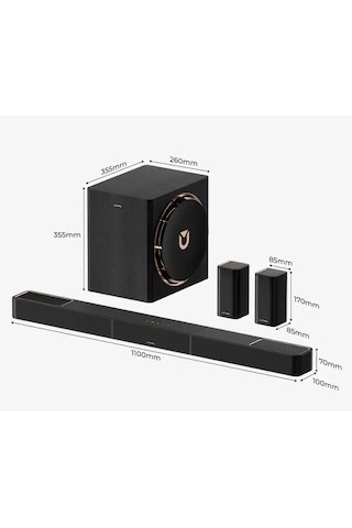 Ultımea Skywave X60 Dolby Atmos 7.1.4 Soundbar, 8" Subwoofer, Surround Ev Sinema Ses Sistemi U4421