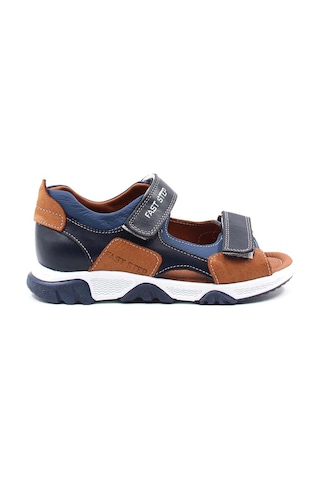 Fast Step Hakiki Deri Erkek Çocuk Klasik Sandalet 006xca009 Lacivert - Taba