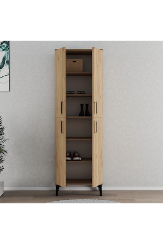 Ferniso Mobilya 4 Kapak 6 Bölmeli Ayakkabılık Full Sepet Ceviz