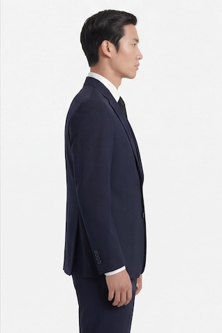 Sabri Özel Lacivert Slim Fit 6 Drop Mono Yaka Viskon Tam Astarlı Takım Elbise Açık Lacivert