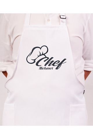 Mutfak Önlüğü Kişiye Ve İsme Özel Nakışlı Mutfak Önlüğü Şef 1 Farklı Renkler Beyaz
