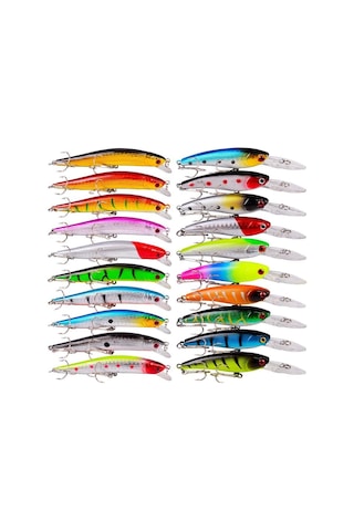 Valkyrie 20 Adet Karışık Minnow Crankbait Swimbait Rapala Sahte Yem Olta Seti Balık İğnesi