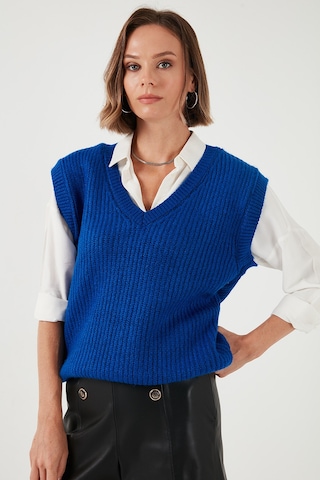 Lela V Yaka Örme Triko Bayan Süveter 4616105Y Saks