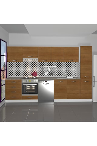 Decoraktiv Elite 325q Ankastre Fırın Modüllü Mdf Hazır Mutfak Dolabı - Tezgah Dahil - Naturel Ceviz
