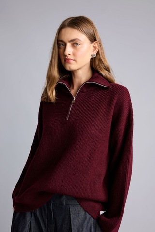 Defacto Oversıze Polo Yaka Kazak H2635ax26wnbr453 Bordo-br453