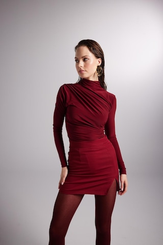 Holly Lolly Yırtmaçlı Mini Panky Etek Bordo