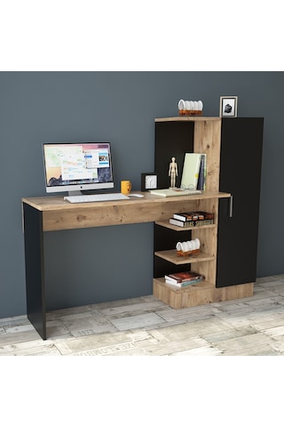 Robinhome Robin Home Arthur Kitaplıklı Çalışma Masası Çam Siyah (468193295) Siyah