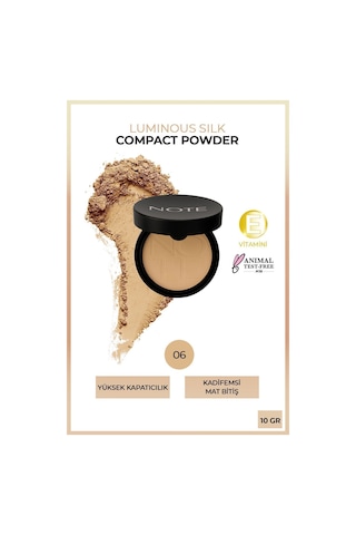 Note Cosmetique Luminous Silk Compact Powder Mat Bitişli Toz Pudra - 06 Dark Honey