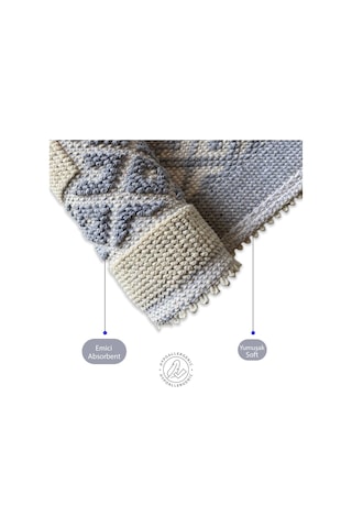 Soffy Krem & Gri 2 Adet 50x70 Cm Banyo Paspası %100 Doğal Pamuk Ayak Paspası Ayak Havlusu Krem - Gri